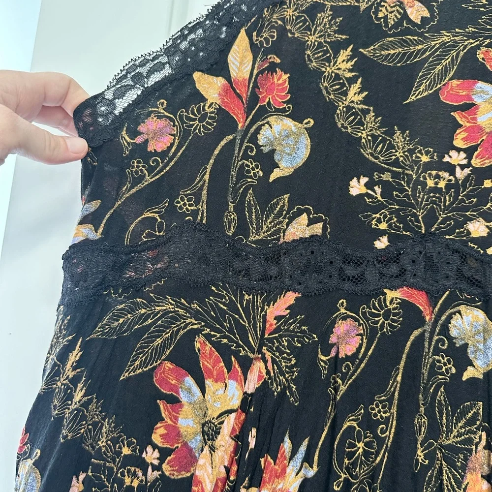 Free People Black Floral Backless Dress - Picture 3 of 4